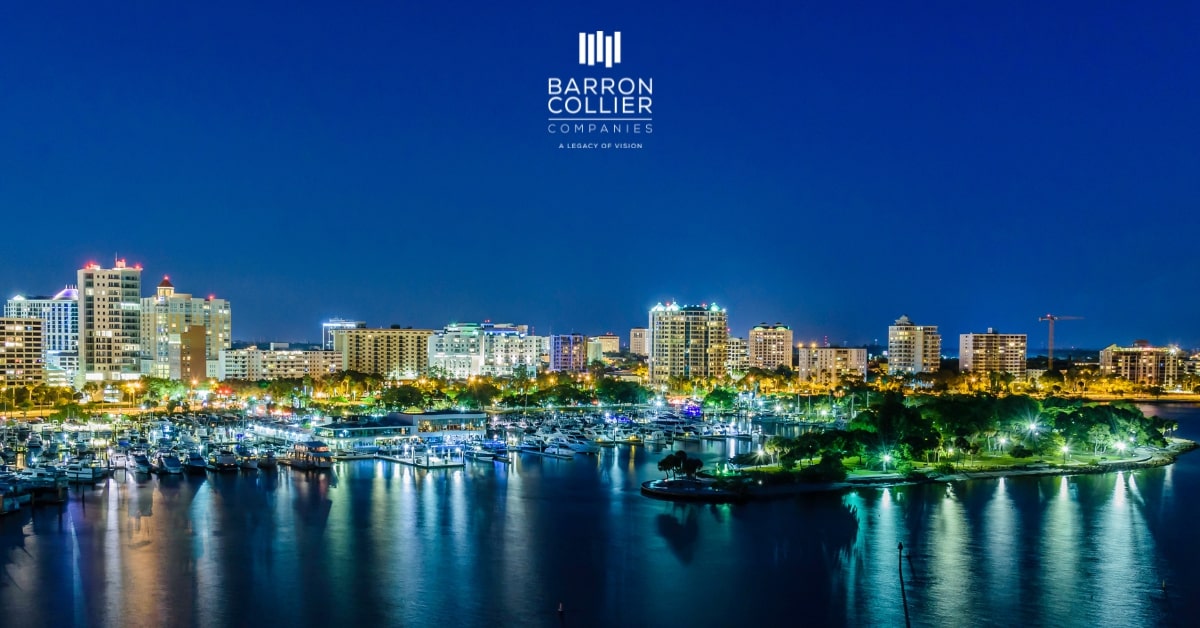Downtown Sarasota Night Skyline Barron Collier Companies
