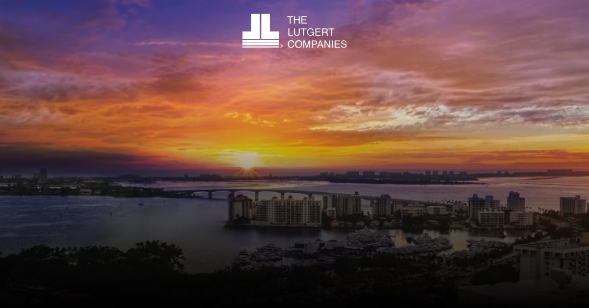 Downtown Sarasota Skyline with Lutegert Companies logo