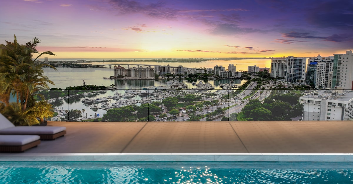 Rooftop Pool looking over downtown sarasota