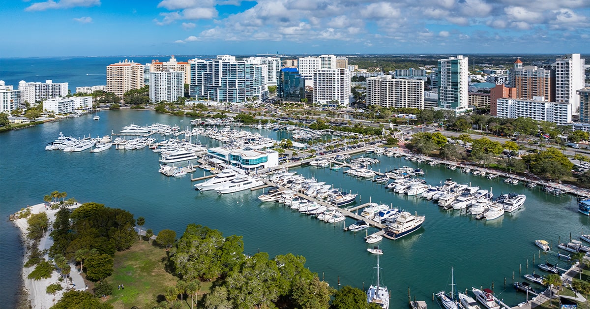 aerial of Sarasota Marina