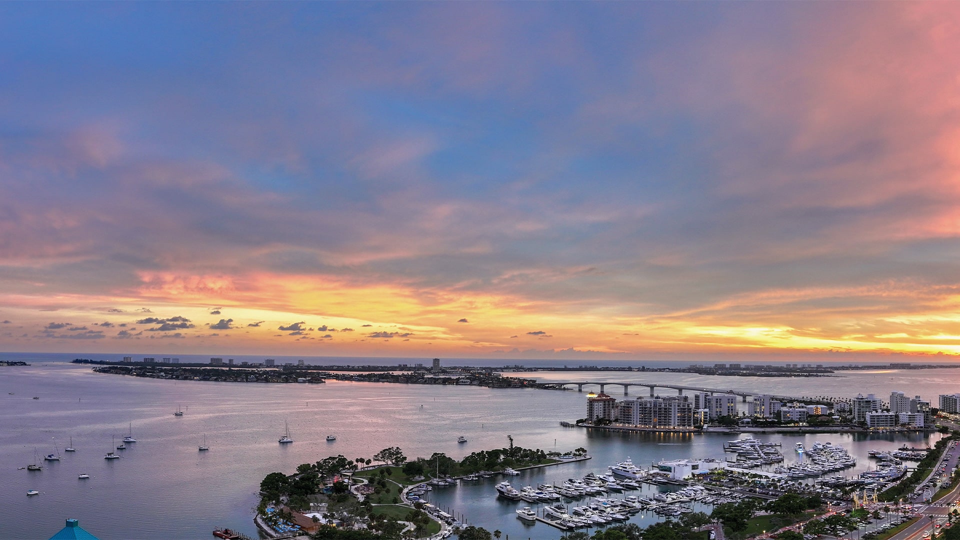 Sarasota Pano of the sunset over the city